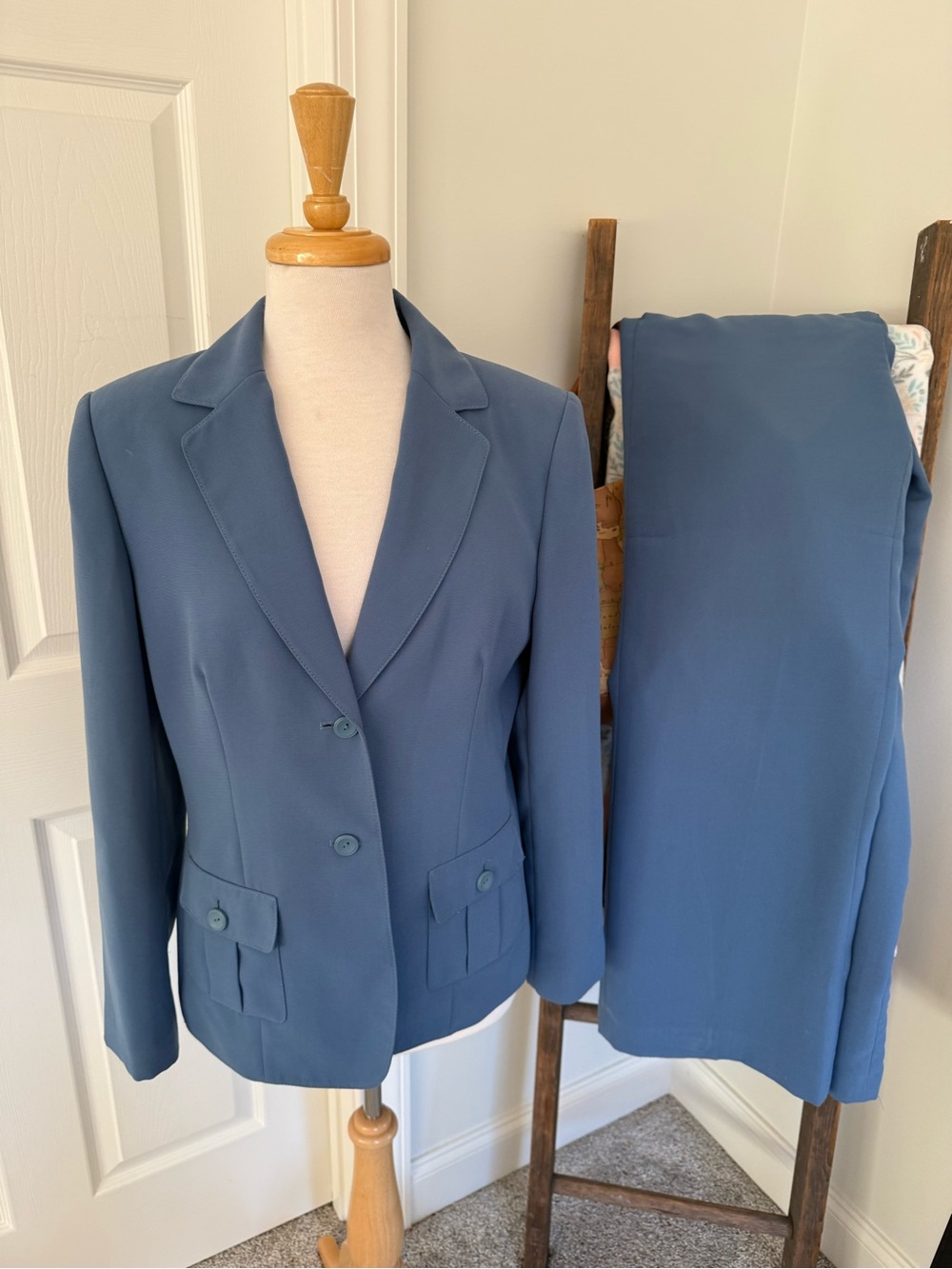 Classic Blue Women's Suit Jacket and Trousers